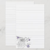 Uil in een boom grijs gevoerd briefpapier brief sc (Voorkant / Achterkant)