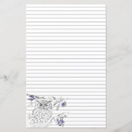 Uil in een boom grijs gevoerd briefpapier brief sc