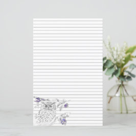 Uil in een boom grijs gevoerd briefpapier brief sc