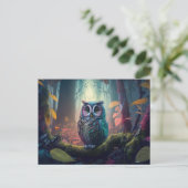 Uil in een bos briefkaart (Staand voorkant)