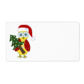 Uil in een kerstmuts met kerstboom etiket (Voorkant)