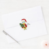 Uil in een kerstmuts met kerstboom ronde sticker (Envelop)