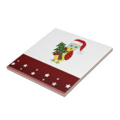Uil in een kerstmuts met kerstboom tegeltje (Zijkant)