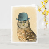uil in groen Pet Kaart (Gele Bloem)