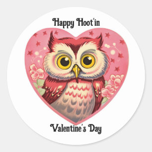 Uil in Hart Valentijnsticker Ronde Sticker