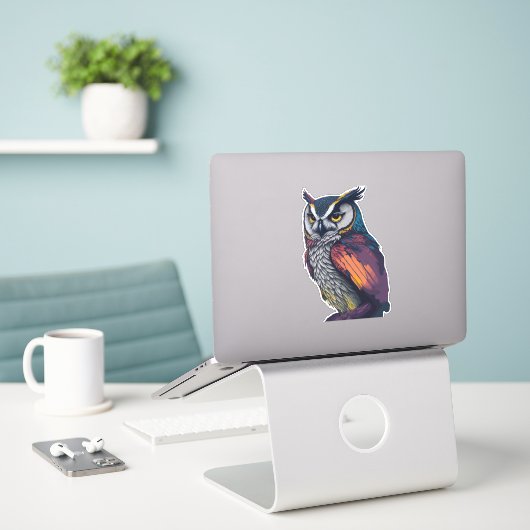 Uil in heldere kleuren sticker (Laptop op bureau)