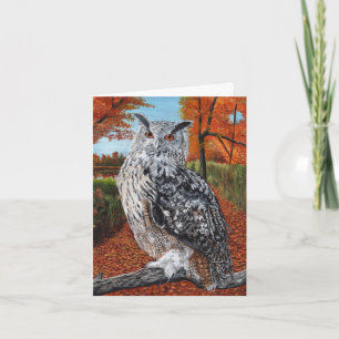 Uil in herfstbos Fijne Kunst  Notitiekaartje