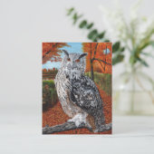 Uil in herfstbos fijnkunst briefkaart (Staand voorkant)