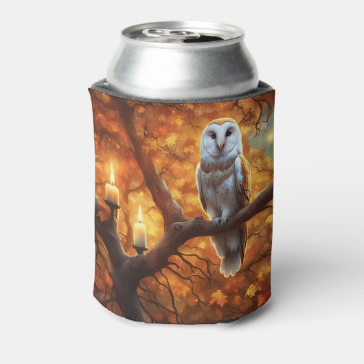Uil in herfstkleuren Gezellig Blikjeskoeler (Blikje Achterkant)