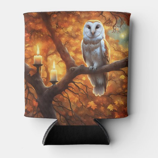 Uil in herfstkleuren koozie (Voorkant)