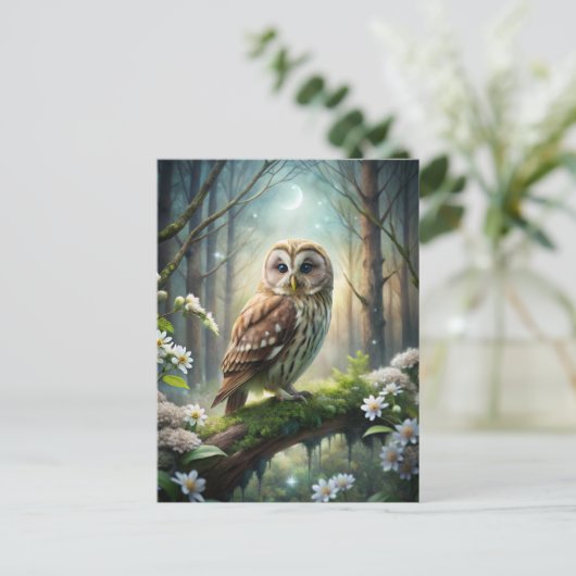 Uil in het bos briefkaart (Staand voorkant)