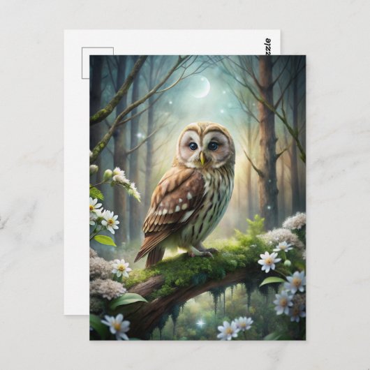 Uil in het bos briefkaart (Voorkant / Achterkant)