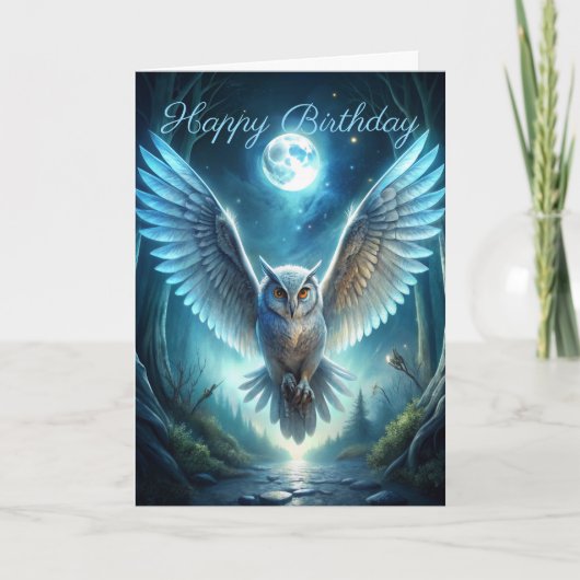 Uil in het bos Verjaardag Kaart (Voorkant)