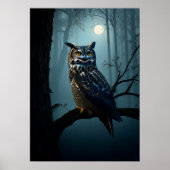 Uil in het maanverlichte bos - Mysterious Night Wi Poster (Voorkant)
