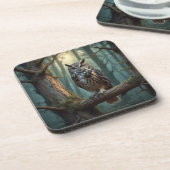 Uil in het magische bos bier onderzetter (Linkerzijde)