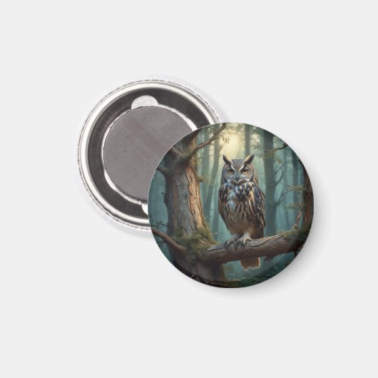 Uil in het magische bos magneet (Voorkant / Achterkant)