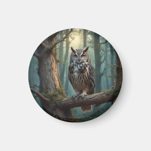 Uil in het magische bos magneet (Voorkant)