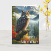 Uil in het najaar Mannen Happy Birthday Kaart (Gele Bloem)