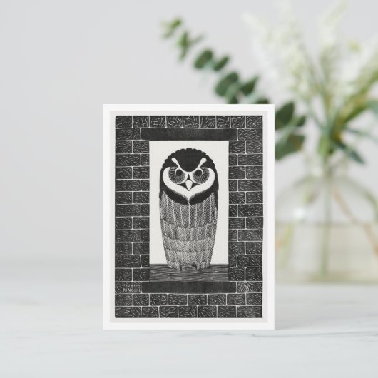  Uil in het Venster Briefkaart (Staand voorkant)