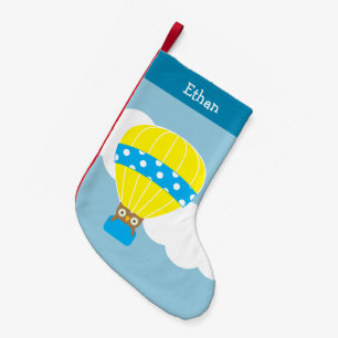 Uil in hete luchtballon gepersonaliseerd kleine kerstsok