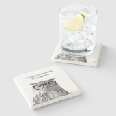 Uil in leesbril motivatie succesquote stenen onderzetter (Zijkant)