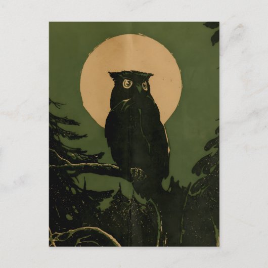  uil in maanlicht Halloween kunst Briefkaart (Voorkant)