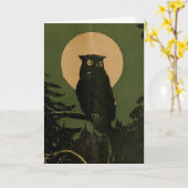 uil in maanlicht Halloween kunst Kaart (Gele Bloem)