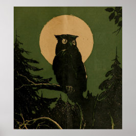  uil in maanlicht Halloween kunst Poster