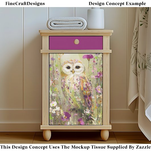 Uil in Meadow of Wildflowers EE4L Decoupage Tissuepapier