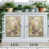 Uil in Meadow of Wildflowers EE4R Decoupage Tissuepapier