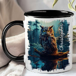Uil in Moonlit Forest Reflectie Mok<br><div class="desc">Omarm de mystiek van de nacht met de Uil in Moonlit Forest Reflection Mok. Deze betoverende mok heeft een majestueuze uil op een tak in een maanverlicht bos, met het serene landschap prachtig weerspiegeld in een rustig meer. Gepersonaliseerd met jouw naam, voegt het een persoonlijke en unieke touch toe. Deze...</div>