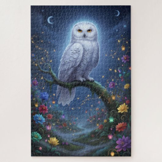 Uil in nachttuin legpuzzel (Verticaal)