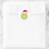 Uil in Santa Hat Ronde Sticker (Tas)