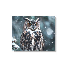 Uil in sneeuw Canvas Print