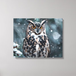 Uil in sneeuw Canvas Print