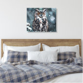 Uil in sneeuw Canvas Print (Insitu (Slaapkamer))
