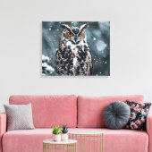 Uil in sneeuw Canvas Print (Insitu (Woonkamer))