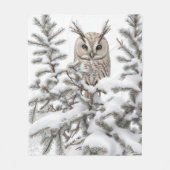 Uil in Sneeuw Fleece Deken (Voorkant)