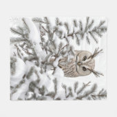 Uil in Sneeuw Fleece Deken (Voorkant (Horizontaal))