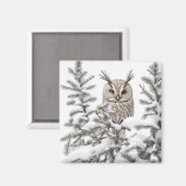 Uil in Sneeuw Magneet (Voorkant / Achterkant)