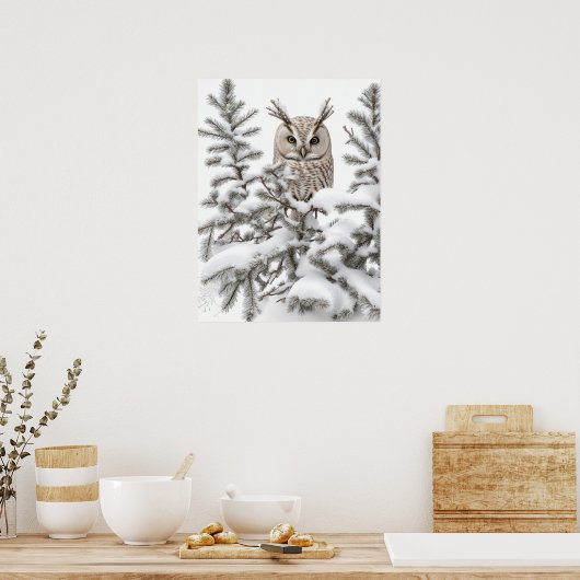 Uil in Sneeuw Poster (Keuken)