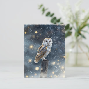 Uil in Sneeuw Winterzonnewende Feestdagenkaart
