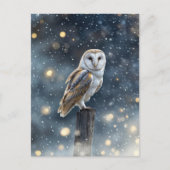 Uil in sneeuw winterzonnewende feestdagenkaart (Voorkant)