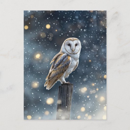 Uil in sneeuw winterzonnewende feestdagenkaart (Voorkant)