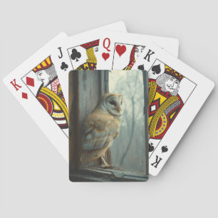 Uil in vensterkunst met landelijke uitstraling pokerkaarten