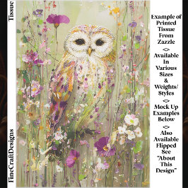 Uil in weide met wilde bloemen EE4R decoupage Tissuepapier