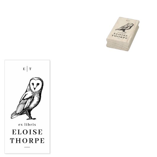  Uil & Initialen Ex Libris Boek Rubberstempel (Gestempeld)