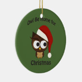 Uil is thuis met Kerstmis! Keramisch Ornament (Rechts)