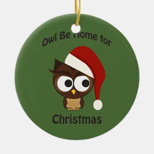 Uil is thuis met Kerstmis! Keramisch Ornament (Voorkant)
