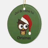 Uil is thuis met Kerstmis! Keramisch Ornament (Links)
